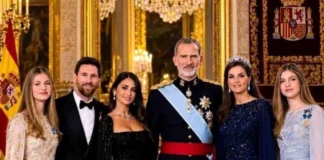 Spain’s royal family honours Lionel Messi at official reception